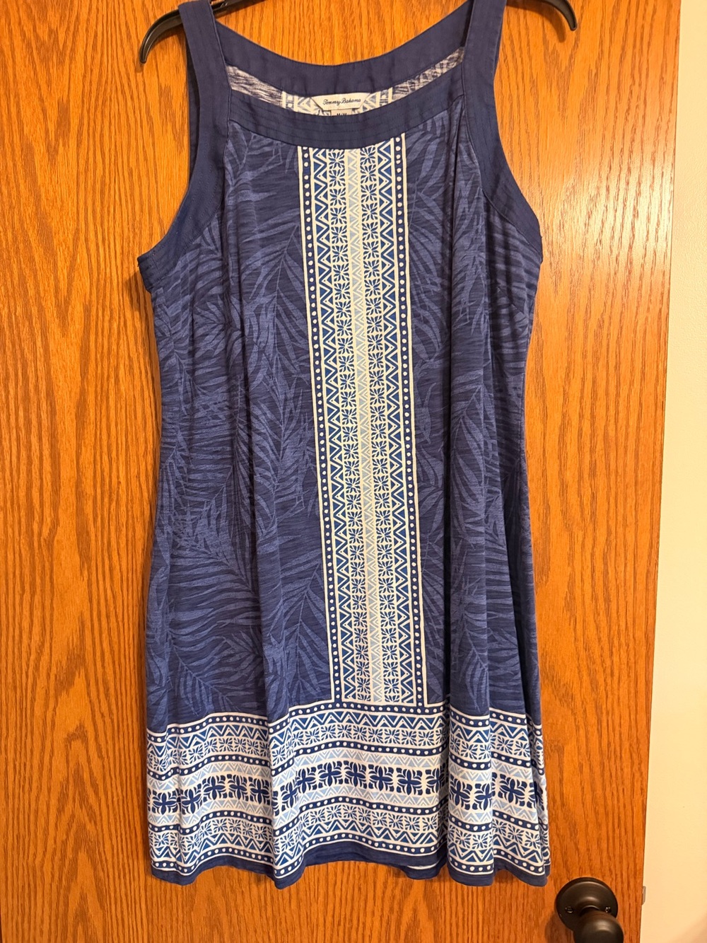 Tommy Bahama Navy and White Sleeveless A-Line Sundress Medium